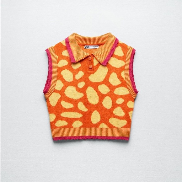 Zara JACQUARD KNIT VEST - Picture 7 of 9